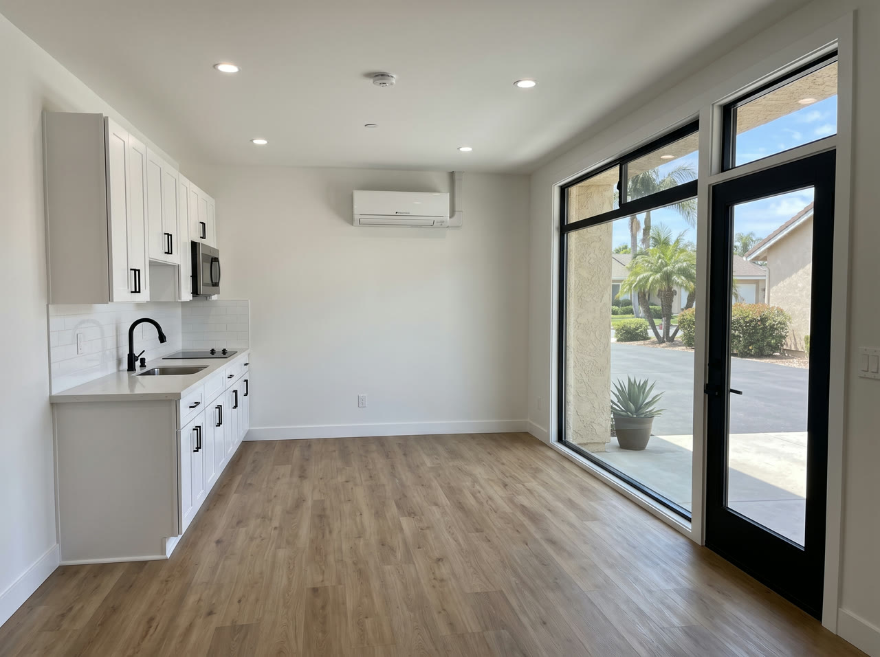Finished garage conversion living space