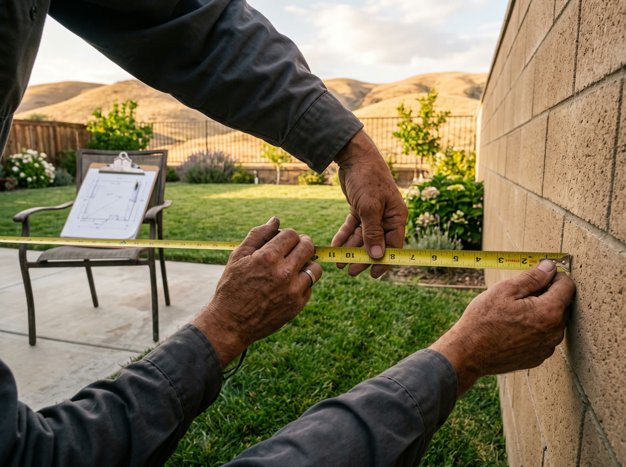 Measuring backyard setbacks to the block wall